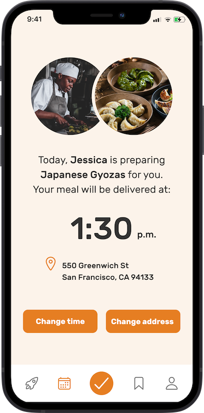 iPhone app meal delivered details screen